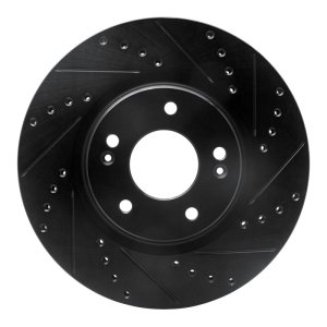 Hyundai Kona Brake Rotor (1) - Front Right - R1 Concepts - Drilled & Slotted - Black - `20-`25